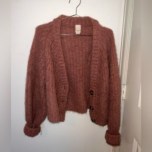 Dusty rose colored cardigan